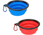 2 Pack Collapsible Dog Bowls, Portable Travel Silicone Pet Bowls, with 2 Carabiners