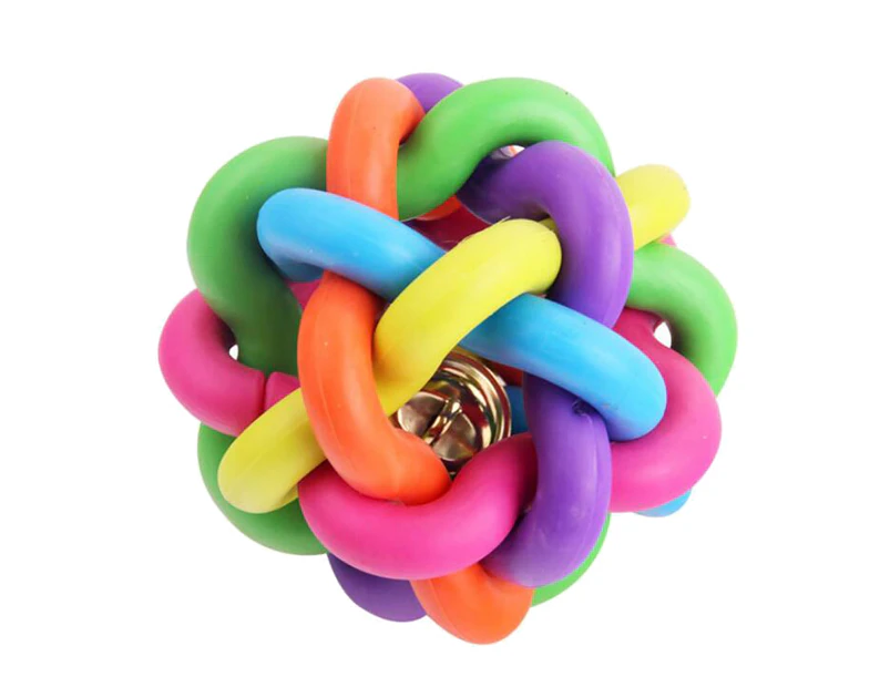 ishuif Ball Bell Colorful Teeth Cleaning Random Color Sound Woven Ball-S Random Color