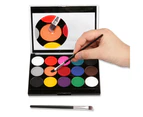 Body Children's Make-Up Colours, 15 Colours Make-Up Palette 2 pens + 4 templates Children's Face Paint Set