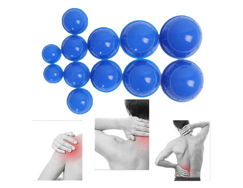 12 Pcs Silicone Cupping Set Acupuncture Cupping Therapy Set Body Massage Cup Set Vacuum Massage Cupping for Pain Relief Muscle Relaxation