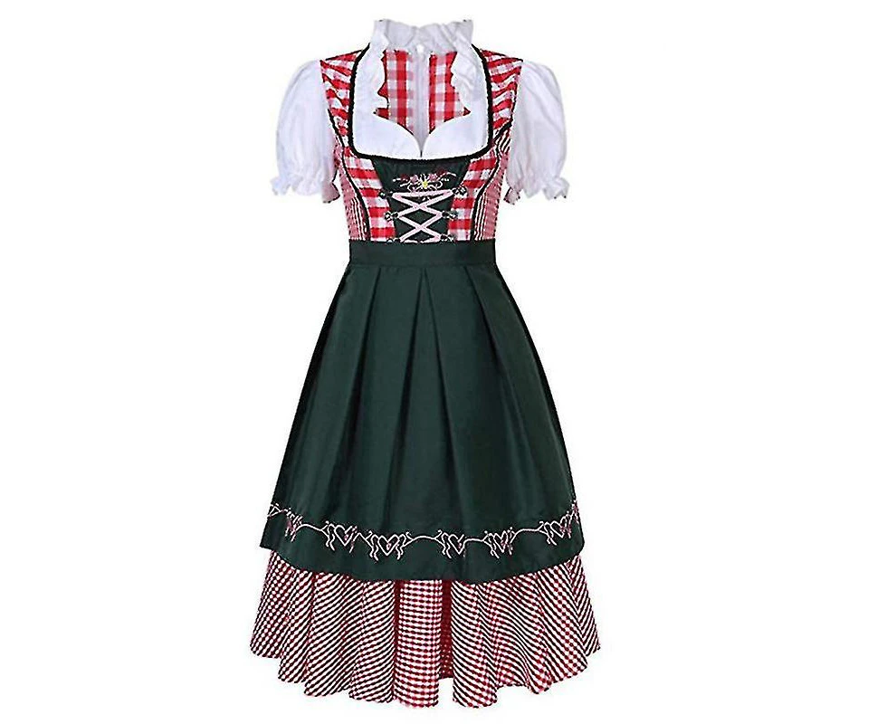 Women Traditional Oktoberfest Costume German Beer Wench Dirndl Dress With Apron Cosplay Costume Party Dress Xs-6xl Plus Size - L