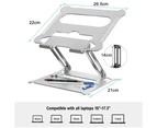 Adjustable Laptop Stand, Ergonomic Portable Computer Stand with Heat-Vent to Elevate Laptop, Heavy Duty Laptop Holder Compatible - Silver