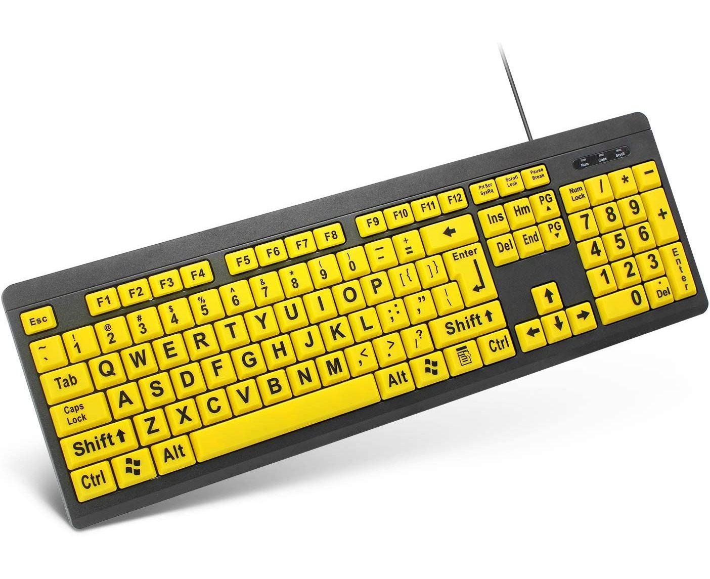Large Print Computer Keyboard, Wired USB High Contrast Keyboard with ...