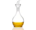 Clear Glass Olive Oil Dispenser Bottle - Oil & Vinegar Cruet with Pourers and NO Funnel Needed - Olive Oil Carafe Decanter for Kitchen and BBQ-500 ml