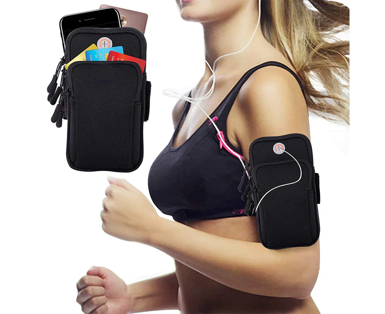 Universal Running Armband, Arm Cell Phone Holder Sports Armband for Running, Fitness and Gym Workouts, - Black