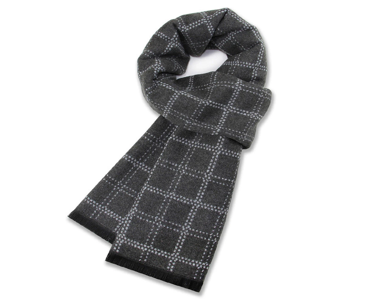 Plaid fringe scarf Soft long cotton scarf for men