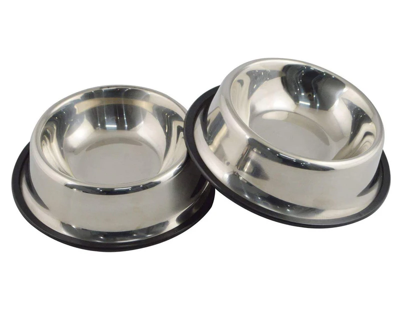 Dhrs  Stainless Steel Dog Bowl with Rubber Base compatible with Small/Medium/Large Dogs, Pets Feeder Bowl and Water Bowl Perfect Choice (Set of 2)