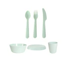 1 Set Children Cutlery Set Non-slip Rounded Edges Exercise Hand-on Ability Spoon Fork Set for School-Green