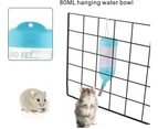 Hamster water bottle with bowl for small animals rodent chinchilla, rabbit, rat ferret, 80ml, blue