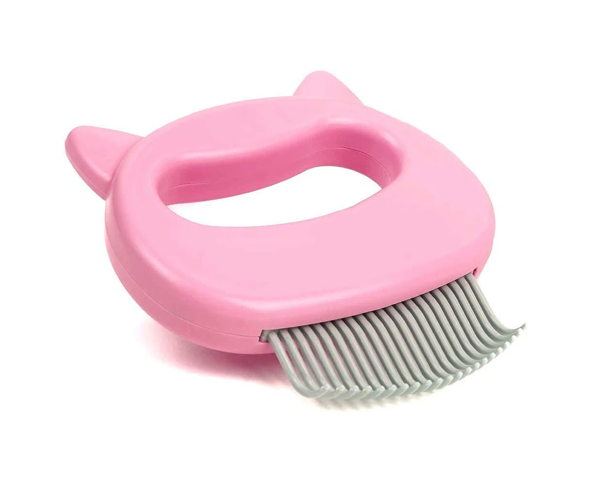 Pet Hair Removal Massaging Shell Comb Soft Deshedding Brush Grooming and Shedding Matted Fur Remover Dematting tool for Long and Short Hair Cat Dog Pu-Pink