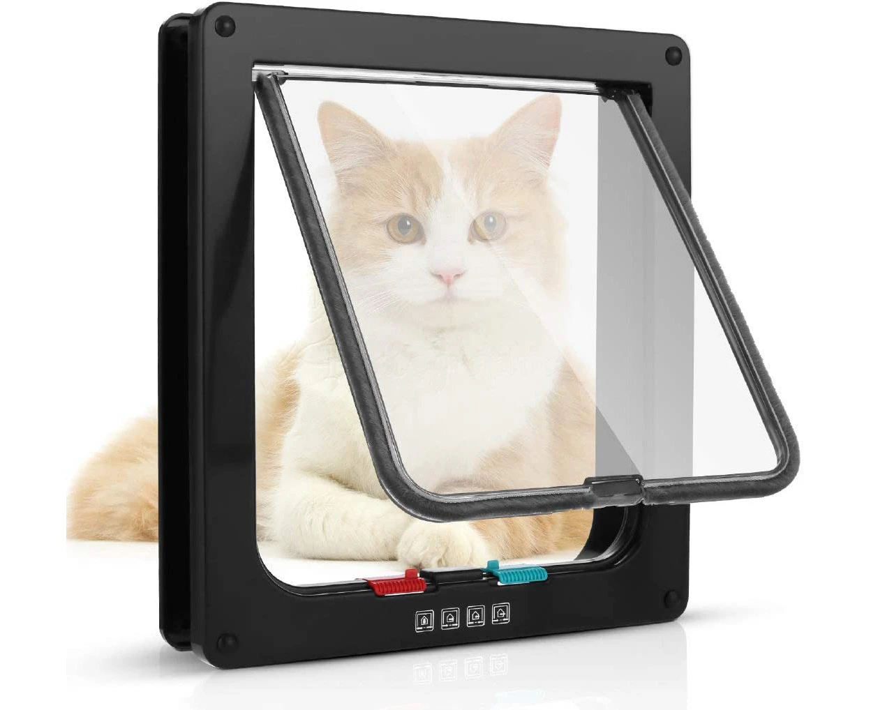 Cat Flap Dog Flap 4 Way Magnetic Catch Cat Large Dog Cat Flap 23.5*25*5.4cm Dog Door Cat Door Pet Flap Easy To Install Telescopic Frame-S