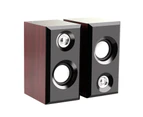 Sunshine 1 Pair Computer Speakers USB Powered Surround Sound Wooden Desktop Wired Loudspeakers for Laptop - Brown