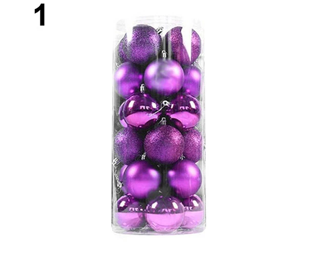 24 Pcs Christmas Tree Decorations Ball Bauble Hanging Xmas Party Ornaments-Purple