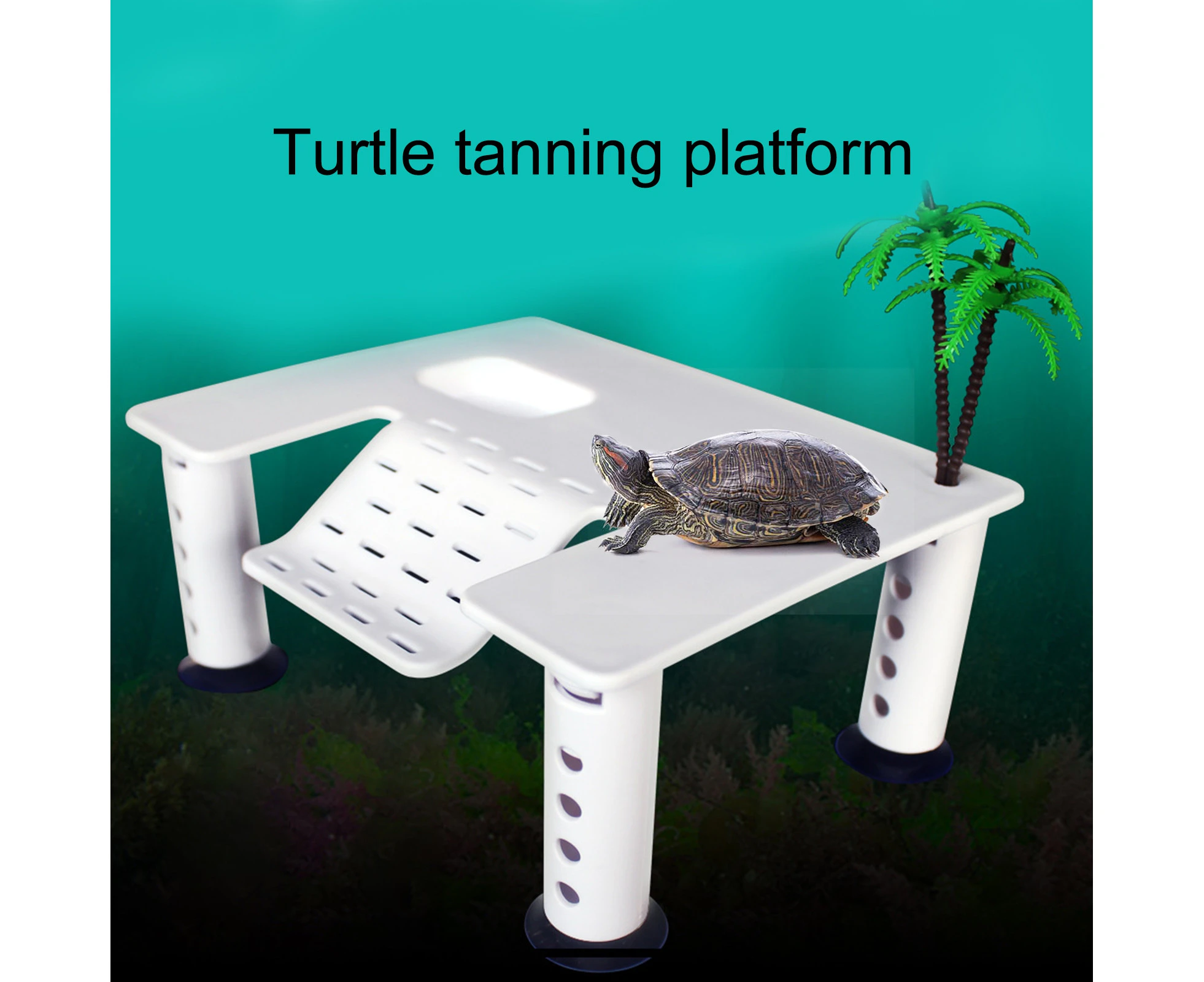 Turtle Basking Terrace Multifunctional Burr-free Surface Creative Solid Resting Sleeping Anti-skid Aquarium Ladder Island Reptile Ramp for Puppy-White