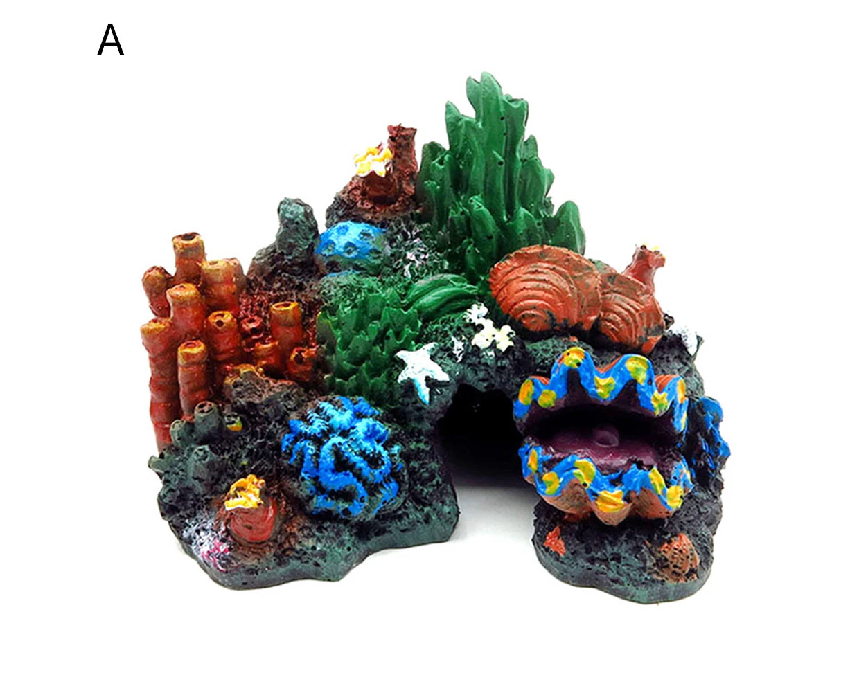 Turtle Fish Tank Aquarium Decoration Landscaping Coral Resin Crafts Hiding Cave-A