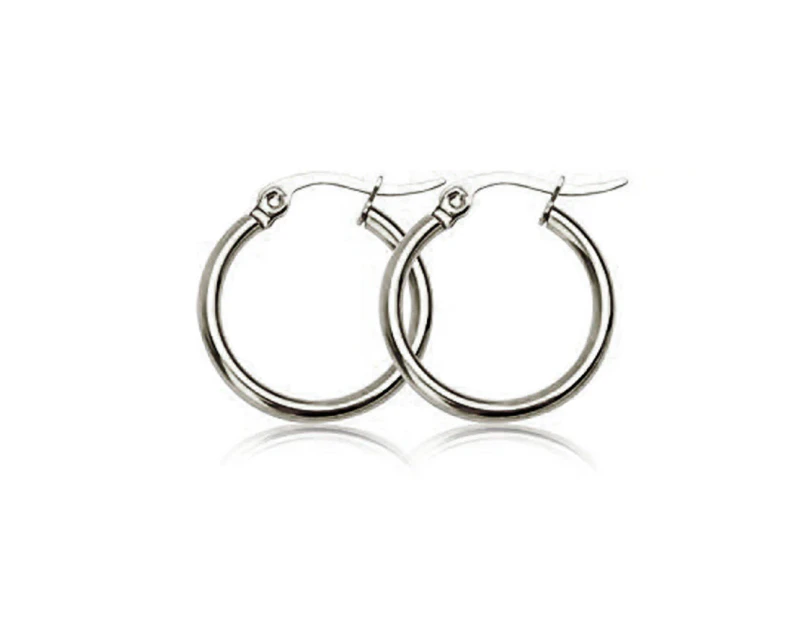 18k Gold Silver Plated Huggie Hoop Sleeper Earrings - Silver