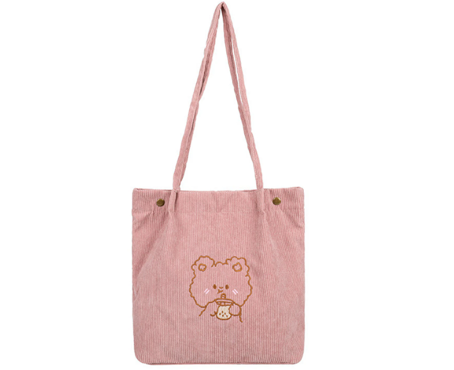 Cute Tote Bags Corduroy Totes Bag Women Girls Corduroy Shoulder Bag Cute Cartoon Embroidery Casual Shoulder Tote,Pink