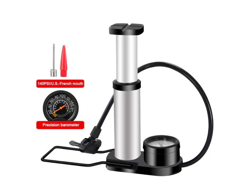 Bike Pump,140 PSI Mini Portable Bicycle Pump, Mini Foot Pump with Pressure Gauge, Double Valve Bicycle Air Pump