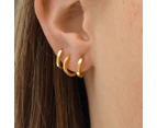 18k Yellow Gold Plated Huggie Hoop 15mm Square Sleeper Earrings Non-allergenic