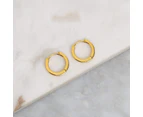 18k Yellow Gold Plated Huggie Hoop 15mm Square Sleeper Earrings Non-allergenic