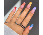 1 set of fake nails (GG20014 colorful gradient wave pattern)Beauty and Health