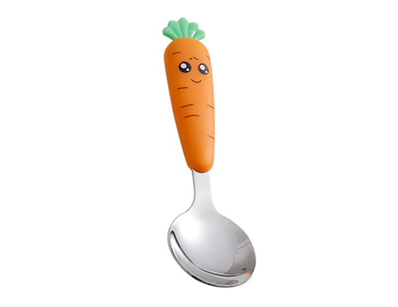 Children Cutlery Cartoon Fork Head Passivation Mirror Reflection Carrot Shape Spoon Fork for Kids