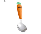 Children Cutlery Cartoon Fork Head Passivation Mirror Reflection Carrot Shape Spoon Fork for Kids