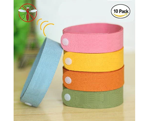 Mosquito Bracelets 10pcs, All Natural Plant-Based Oil Mosquito Bands, Travel Insect Bracelet, Soft Material for Kids & Adults