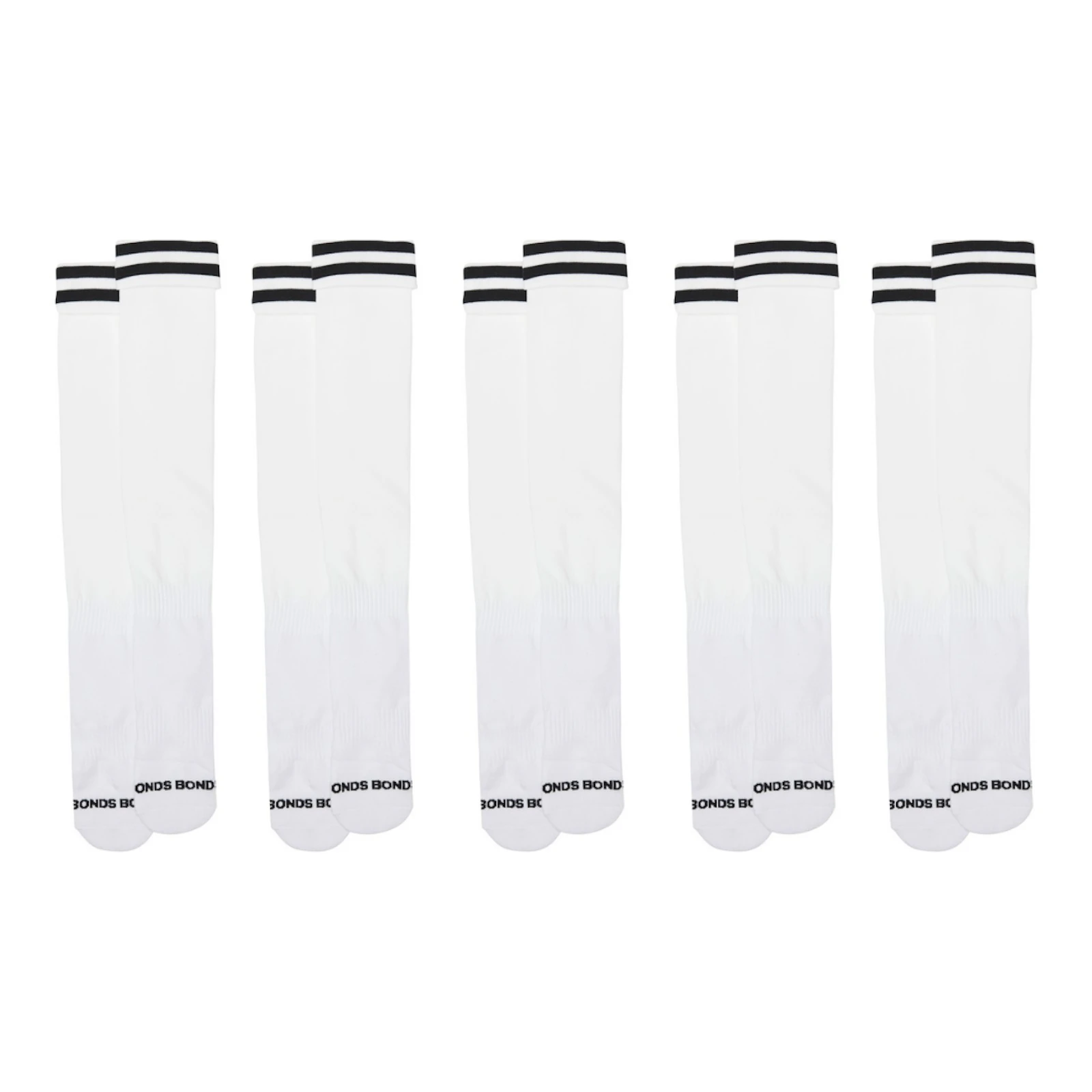 5pk Bonds Everyday Footy Football Sports Long High White Mens Socks