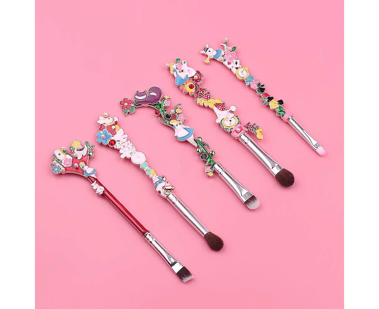 Cute Fairy Makeup Brush Set - 5pcs Wand Makeup Brushes With Premium Synthetic Fiber And Flower Handle For Blush, Foundation, Eyebrow, Eyeshadow, And L