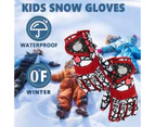 Winmax Kids Snow Gloves Waterproof Insulated Thickening Warm Ski Gloves-Red