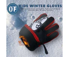 Winmax Kids Snow Gloves Waterproof Insulated Thickening Warm Ski Gloves-Red