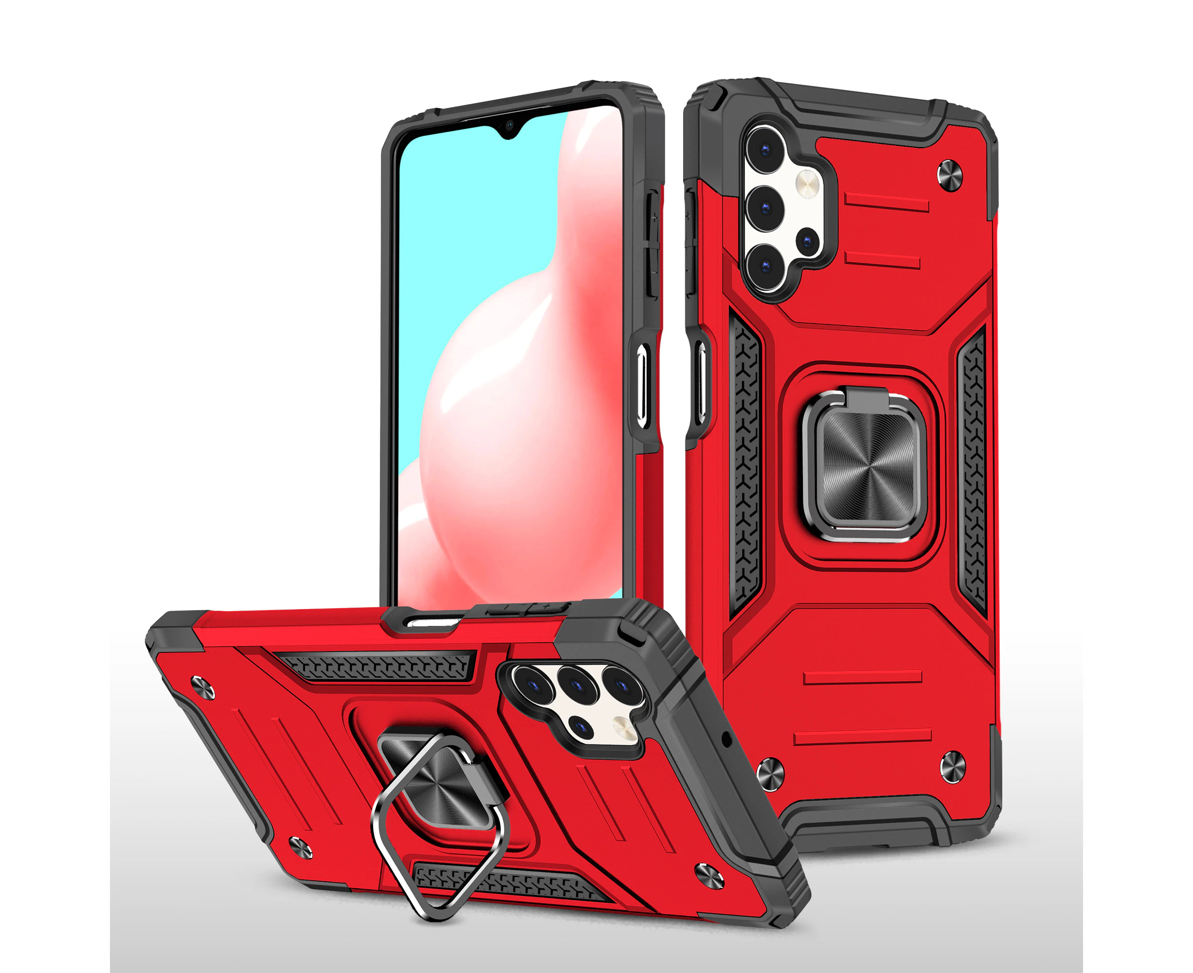 For Samsung Galaxy A32 5G(ONLY-Not For 4G Version) Case with Magnetic Ring Holder - Red