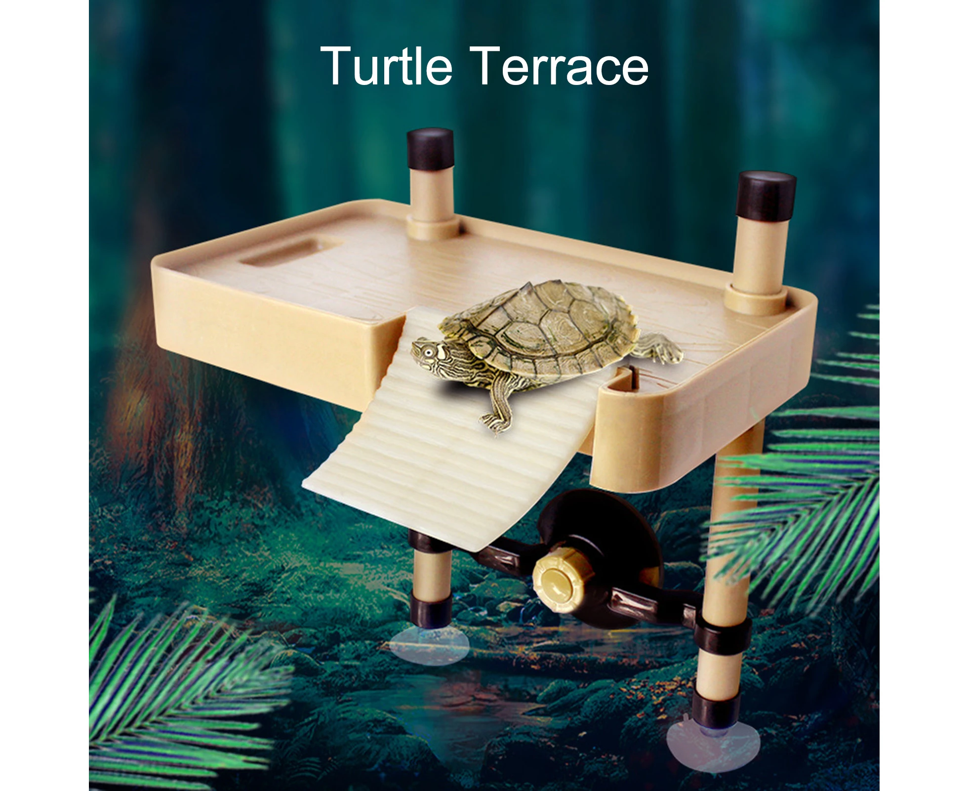 Turtle Terrace Smooth Surface Multifunctional Creative Solid Burr-free Resting Sleeping Detachable Reptile Animal Rest Terrace for Puppy-Khaki