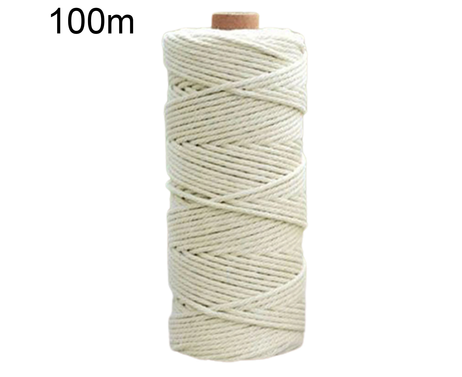 3mm 100m/200m DIY Hand-Woven Cotton Craft Macrame String Braided Tapestry Rope-Off White