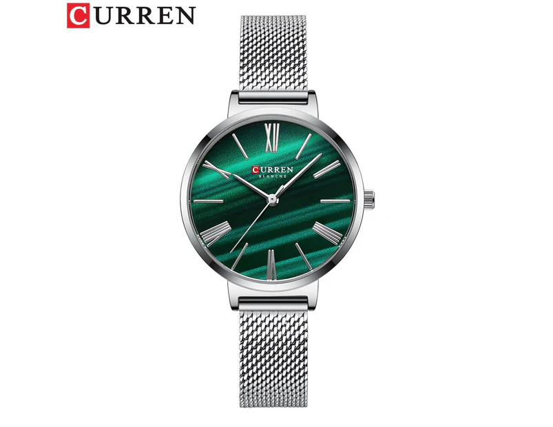 CURREN Fashion Luxury Watches for Women Malachite Green Quartz Dress Bracelet Wristwatch with Leather Female Clock