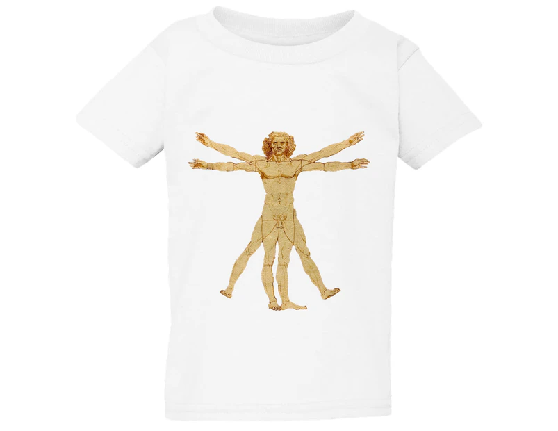 The Vitruvian Man Leonardo Da Vinci White T-Shirt Tee Baby Toddler Kids Boy Girl