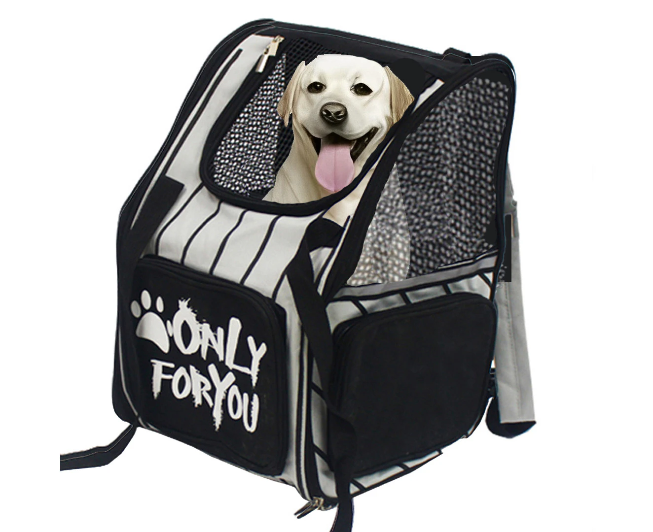 SOGA Black Pet Carrier Backpack Breathable Mesh Portable Safety Travel Essentials Outdoor Bag