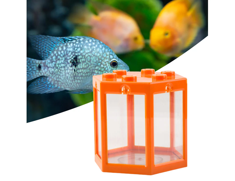 Fish Tank Transparent with Air Vent Clear Goldfish Small Betta Fish Tank for Home Use - Orange Square