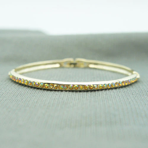 14k Gold plated with crystals brilliant bangle bracelet