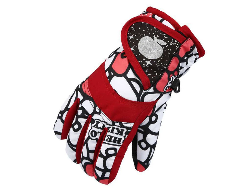 Winmax Kids Snow Gloves Waterproof Insulated Thickening Warm Ski Gloves-Red