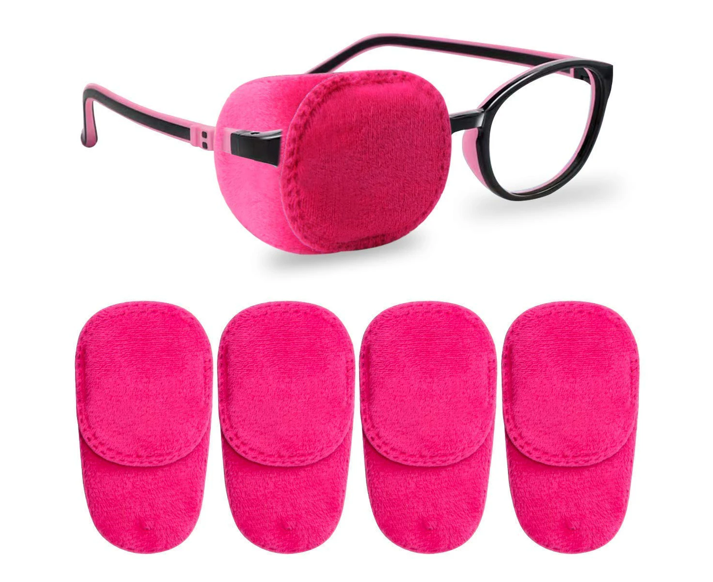 4 Pack Eye Patches for Kids Girls Boys, Right & Left Eye Patch for Glasses - Red