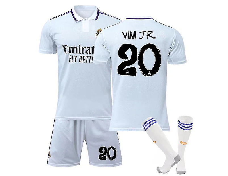 Boys' Sports Fan T-shirts Vinicius Junior #20 Jersey Home 2022-2023 New Season Real Madrid Soccer T-shirts Jersey Set_a