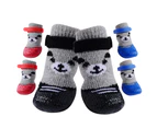 4Pcs/Set Outdoor Indoor Anti-slip Silicone Sole Pet Dog Puppy Cat Boots Socks - Blue