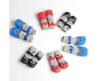 4Pcs/Set Outdoor Indoor Anti-slip Silicone Sole Pet Dog Puppy Cat Boots Socks - Blue