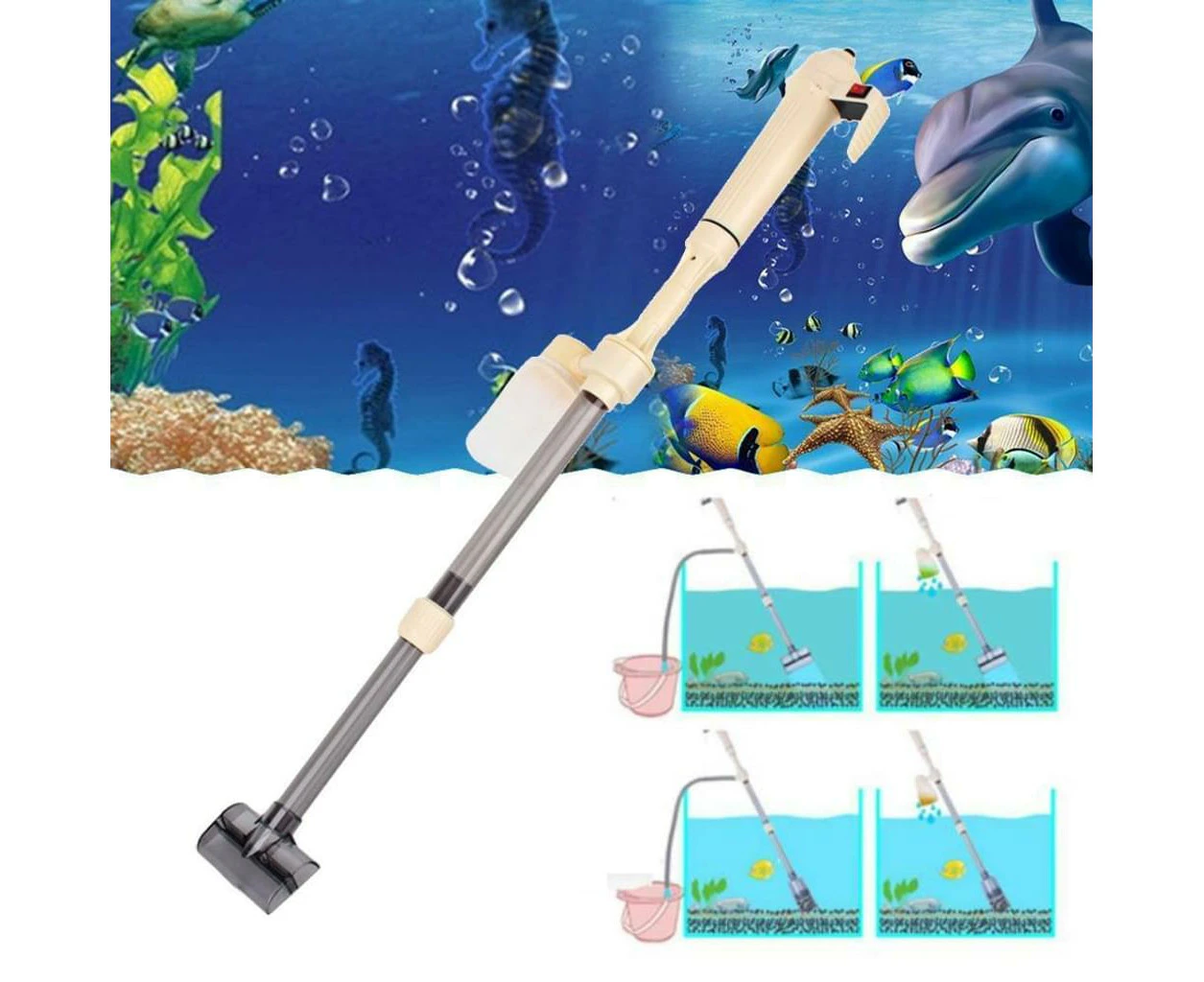 Electric Gravel Cleaner, Siphon, Vacuum, Water Pump, Filter For Aquarium