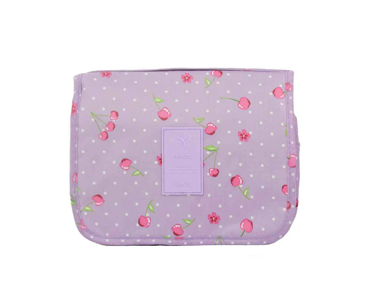 Youngshion Large Capacity Hanging Toiletry Wash Bag Portable Waterproof Makeup Cosmetic Organizer for Home and Travel - Purple Cherry