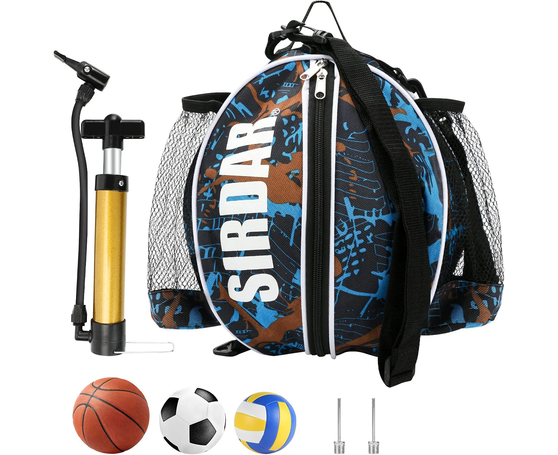 Basketball Backpack with Ball Pump 2 Needles, Size 7/29.5" Basketball Bag with Shoulder Strap 2 Side Mesh Pockets