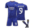 2023-kids Football Kits Soccerbenzema #9 Jersey Away 2022-2023 New Season Real Madrid Soccer T-shirts Jersey Set_b_a