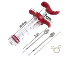 Meat Injector Kit, Plastic Marinade Turkey BBQ 1-oz Syringe For Basting & Grilling